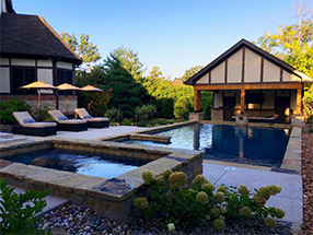 sophisticated stonework for backyard pool