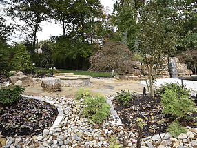 landscape design, hardscape, st. louis landscape, fire pit, natural, gravel, boulder