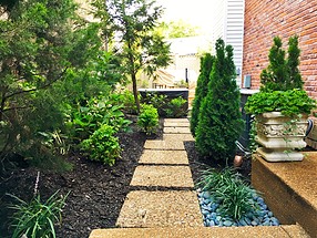 landscape design, harscape, st. louis landscape, pathway, stepping stone