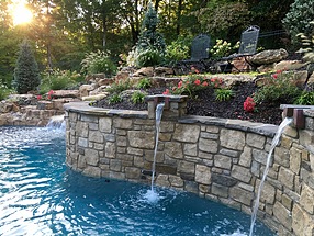 landscape design, hardscape, st. louis landscape, seating area, mulch beds, colorful