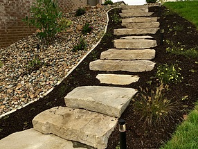 landscape design, hardscape, st. louis landscape, steps, ajuga