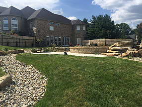 landscape design, hardscape, st. louis landscape, dry creek bed, drainage, runoff, gravel