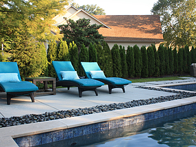 landscape design, hardscape, st. louis landscape, beach pebbles, pool