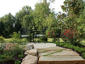 landscape design, hardscape, st. louis landscape, flagstone pathway, creeping jenny, ground cover