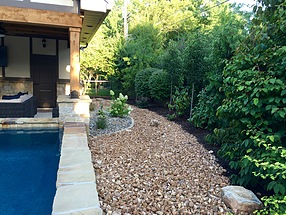 landscape design, st. louis landscape, gravel planting bed, water runoff