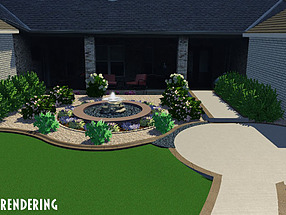 landscape design, hardscape, st. louis landscape, fountain, computer rendering