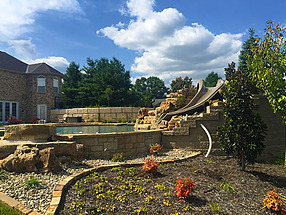 landscape design, st. louis landscape, pool, slide